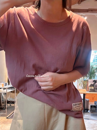 🌿HIGHLY RECOMMENDED| Premium Twisted Cotton Raw Hem Tee | Korean 3/4 Sleeve Top | Lightweight Relaxed Fit Shirt | Women's Everyday Essential