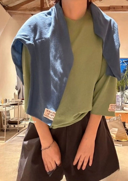 🌿HIGHLY RECOMMENDED| Premium Twisted Cotton Raw Hem Tee | Korean 3/4 Sleeve Top | Lightweight Relaxed Fit Shirt | Women's Everyday Essential