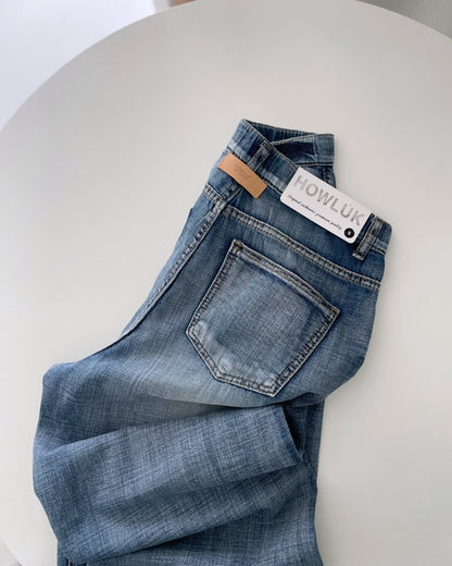 No.3089 Wide Straight Leg Jeans | Korean Denim Pants | Hidden Waistband Jeans | Light Wash Denim | High Rise Wide Leg Jeans | Casual Jeans