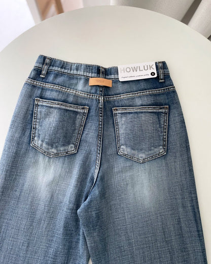 No.3089 Wide Straight Leg Jeans | Korean Denim Pants | Hidden Waistband Jeans | Light Wash Denim | High Rise Wide Leg Jeans | Casual Jeans