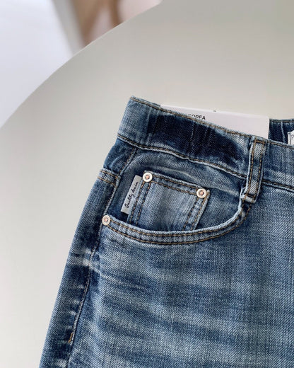 No.3089 Wide Straight Leg Jeans | Korean Denim Pants | Hidden Waistband Jeans | Light Wash Denim | High Rise Wide Leg Jeans | Casual Jeans