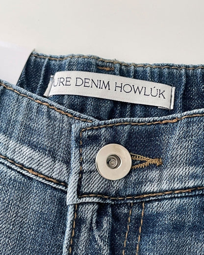 No.3089 Wide Straight Leg Jeans | Korean Denim Pants | Hidden Waistband Jeans | Light Wash Denim | High Rise Wide Leg Jeans | Casual Jeans