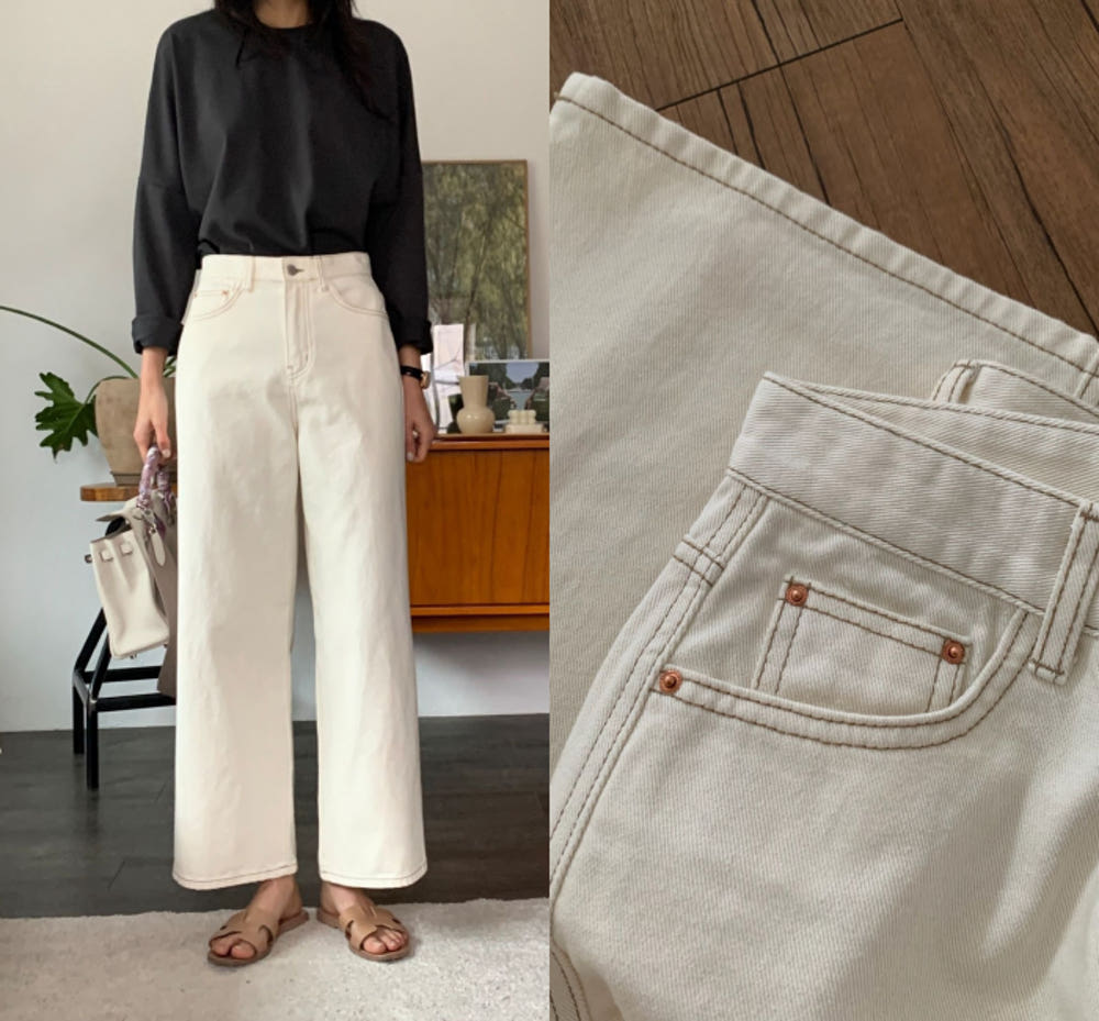 🌿 Double-Stitch Straight Pants
