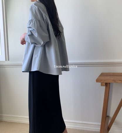 🌿 Half-Banded Sleeve Cotton Blouse