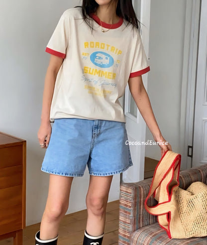 🌿 Vintage Road Ringer Tee (Washed Cotton)