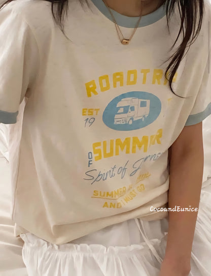 🌿 Vintage Road Ringer Tee (Washed Cotton)