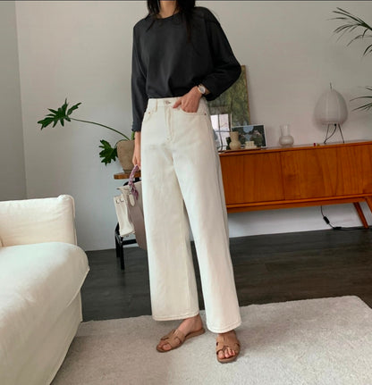🌿 Double-Stitch Straight Pants