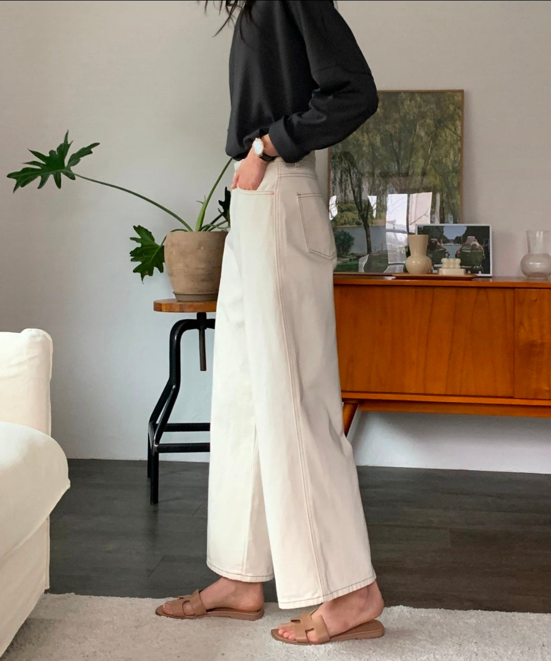 🌿 Double-Stitch Straight Pants