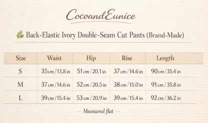 🌿 Back-Elastic Ivory Double-Seam Cut Pants (Brand-Made)