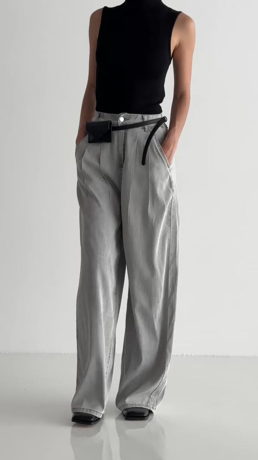🌿No.4071 | Korean Tencel Wide Leg Pants, Two-Tuck Lightweight Summer Trousers (3 Length Options)