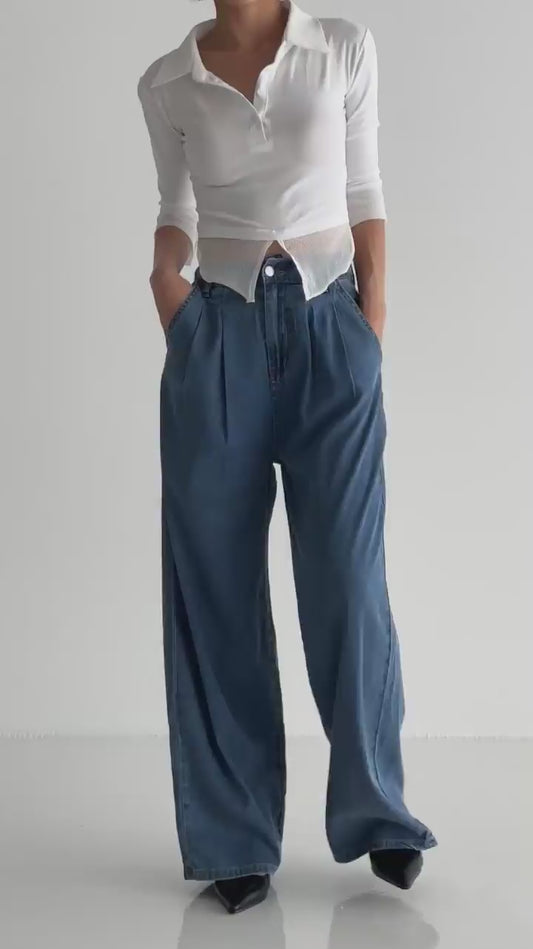🌿No.4071 | Korean Tencel Wide Leg Pants, Two-Tuck Lightweight Summer Trousers (3 Length Options)